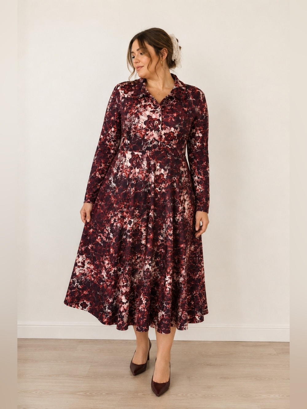 Bamboo Fit & Flare Dress Shirt Dress 1X NEW Cottagecore Trad Wife Modest Church